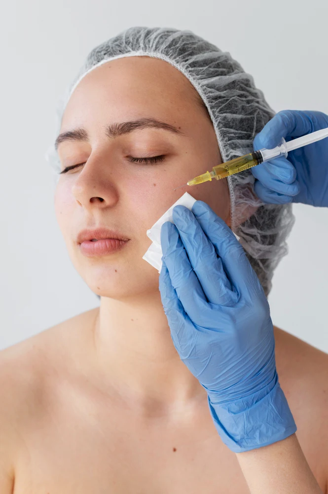 Médico evaluando la nariz de una paciente durante una valoración de rinomodelación.