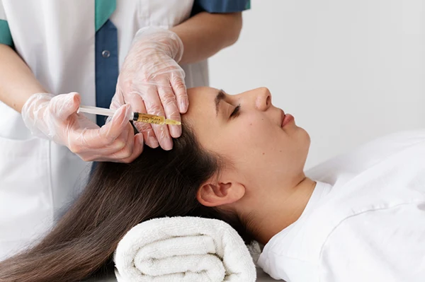 Médico evaluando el tabique nasal de una paciente durante una valoración estética.