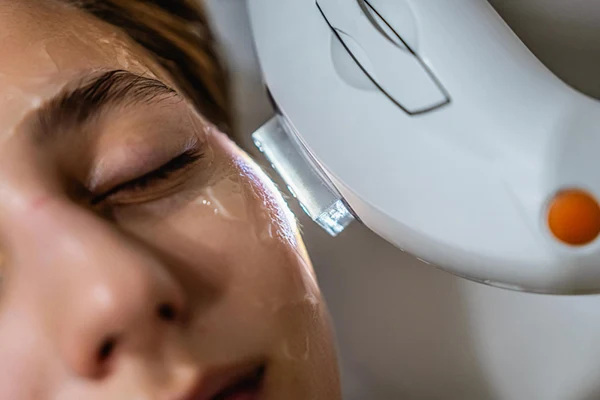 Médico evaluando el tabique nasal de una paciente durante una valoración estética.